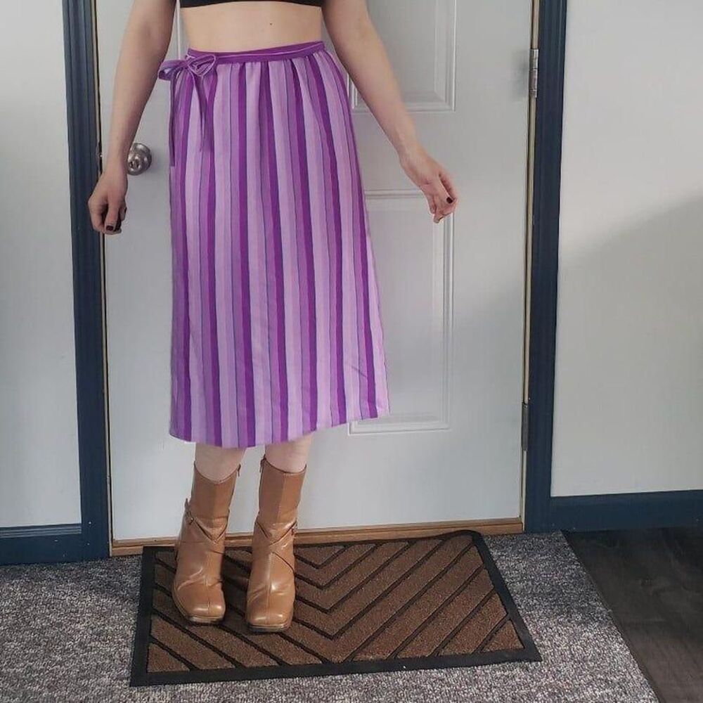 70s Purple and Blue Striped Wrap Skirt